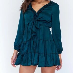 Princess Polly teal Randi Mini dress- size 6